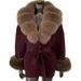 Luxury Double-Faced Wool Coat With Fox Fur Collar - Oversized Women's Winter Coat, Elegant Mid-Length Trench Coat For Casual & Office Wear_ecoleips.com