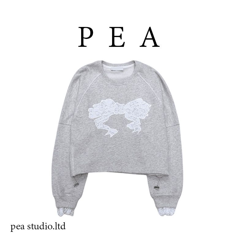2025 Spring And Autumn New Style Niche Design High-End Fashion Versatile Youthful Light Gray Round Neck Bowknot_ecoleips.com