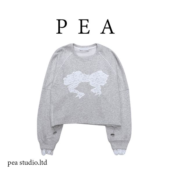2025 Spring And Autumn New Style Niche Design High-End Fashion Versatile Youthful Light Gray Round Neck Bowknot_ecoleips.com