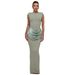 Slim Fit Satin Patchwork Dress For Women Elegant Bodycon Sleeveless Solid Color High-End Formal Dress Style_ecoleips.com