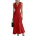 2026 European American Style New Sleeveless Elegant Cross-neck Belted Knitted Dress For Cross-border E-commerce On_ecoleips.com