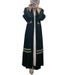 F329 Foreign Trade Women's Long Dress Abaya Dubai Middle East Embroidered Lace Pearl-embellished Cardigan Robe_ecoleips.com