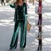 Women's Velvet Round Neck Long Sleeve Top & Pants Set – Soft & Stylish Lounge-to-Street Outfit (S-XXXL, 5 Colors)_ecoleips.com