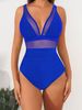 Women's Clothing New Solid Color Mesh Backless Sexy Bikini One Piece Swimsuit_ecoleips.com