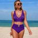 Women's Solid Color Hollow-Out Bikini Swimwear Set - High Elasticity & Comfortable Fit For Swimming & Beach Activities_ecoleips.com