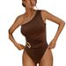 European And American Style One Shoulder Bodycon Swimsuit for Women Sexy Solid Color Backless Design 2026 New Fashion Dropshipping Available_ecoleips.com