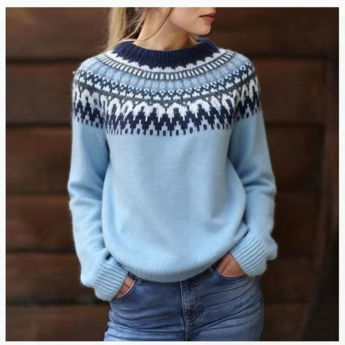 Women's Chunky Knit Sweater - Thick Jacquard Pullover (White/Green/Sunflower/Azure/Pink/Blue, S-5XL, Winter & Autumn Essential)_ecoleips.com