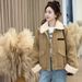 girl Lamb Wool Pachwork Fleece Coa For Women 2025 Auumn Winer New Vinage Commuer Turn-Down Collar Workwear Coon_ecoleips.com