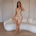 Women's Clothing Fashion Trend Sequined Deep V Halter Neck Hip Skirt New Sexy Slim Slightly Exposed Back Long Skirt For Women_ecoleips.com