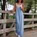 Fashion Loose Fitting Casual Solid Color Overalls Women's Suspender Jumpsuit_ecoleips.com