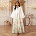 Elegant Jacquard Jalabiya Dress – Modest Muslim Long Sleeve Maxi Dress For Home & Banquets (Sky Blue, Apricot, Mint Green) – Flowing Polyester Abaya_ecoleips.com