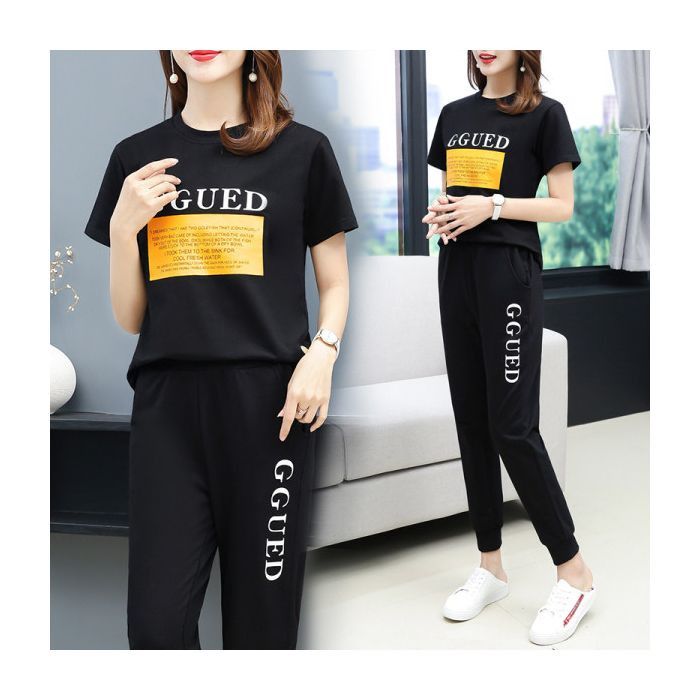 Breathable Activewear Set – Women's Quick-Dry Short Sleeve Top & 7/8 Lounge Pants | Plus Size Friendly (M-4XL) | Casual Streetwear In Classic Colors_ecoleips.com
