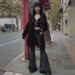 Subculture Women's Dark Style Lace Trimmed Slim Fit Flared Pants 22530A Hip Hop Dance Trousers for Ladies_ecoleips.com