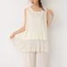 Spring And Summer Sweet Cotton Tank Women, Versatile For Layering, Knitted Lace Trim, Mid-length, Sleeveless,_ecoleips.com