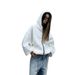 Women's Oversized Zip-Up Hoodie With Back Print - Fall Streetwear Pullover, Sweet & Edgy Style, Comfortable Fleece Lining_ecoleips.com