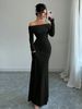 Women's Fashion Off-Shoulder Cross Back Bodycon Long Dress Style Elegant Clothing_ecoleips.com