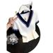 Fashionable Short Sleeve Knit Top For Women - Stylish Color Block Design, Breathable Lyocell Fabric, Casual & Office Wear (White, Blue, S-XL)_ecoleips.com
