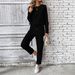 Aria Basics Cross-border Women's Clothing European American Round-neck Long-sleeve Top Pants Set For Women, Autumn And Winter_ecoleips.com