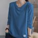 Women's V-Neck T-Shirt With Long Sleeves And A Loose Fit Designed In The Korean Style For Spring 2026; Slimming Effect_ecoleips.com
