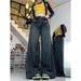 Plus-size American Retro Jeans Women, Autumn High-waisted Straight Pear-shaped Body, Slimming Wide-leg Long Pants For_ecoleips.com