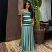TW861 Women's Summer Fashion Color Block Backless Striped Dress European American Style Camisole Fresh Vacation Ready_ecoleips.com