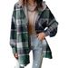 Aria Basics 2025 European And American Style Women's Flannel Plaid Jacket Long Sleeve Autumn Button Color Block Hooded Coat_ecoleips.com