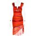 Women Stylish Figure‑Flattering Mermaid Dress With Spaghetti Straps, Deep V‑Neck, All‑Over Print & Open‑Back Design_ecoleips.com