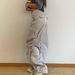 Women's Clothing Street Hottie Retro Straps Multi Pocket Overalls For Women Low Waist Loose Straight Tube Pleated Woven Long_ecoleips.com