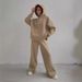 Women's Clothing Women's Loose Fit Hoodie & Jogger Set - Casual Pocket Hoodie With Straight Leg Pants (Black, Khaki, Green, Blue, Rose Red)_ecoleips.com