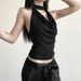 2024 Cross-Border European And American Style Summer New Women's Solid Color Slim Street Fashion Halter Sexy Backless_ecoleips.com