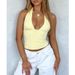 Women Sexy Halter Deep V Neck Backl Crop Tank Top Open Back Sleevel Slim Fit Y2k Summer Tops_ecoleips.com