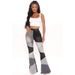 Autumn Yupeng In-Stock New European And American Cross-Border Women's Plus Size Stretch Denim Wide-Leg Fashion Patchwork_ecoleips.com