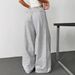 Women's High Waist Flared Joggers With Ruffle Detail & Drawstring - Soft Wide Leg Lounge Pants For Casual Wear_ecoleips.com