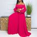 Women's Clothing Fashion One-character Collar Ruffled Sleeve Solid Color Pleated Wide-leg Jumpsuit_ecoleips.com