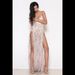 Elegant Black Sequin Backless Evening Gown – High Slit Long Dress With Sheer Mesh & Spaghetti Straps_ecoleips.com
