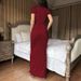 Women's Clothing Spring New Women's Sexy Deep V Short Sleeve Solid Color Hot Girl Style Pleated Long Dress_ecoleips.com