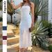 Women's Strapless Solid Slim Fit Bodycon Maxi Dress_ecoleips.com