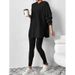 2025 European And American Cross-Border Autumn Winter Women's Loose Hooded Sleeve Casual Long Pants Ribbed Stripe_ecoleips.com