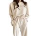 Women's Clothing Early Spring Lazy Loose Sweater High Waist Cover Meat Casual Wide Leg Pants Suit For Women_ecoleips.com