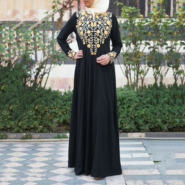 Muslim Abaya Islamic Clothing For Women Dubai Kaftan Robe Dress Turkish Abaya Printed Robes Long Dress Elbise Traditional Cloth_ecoleips.com