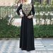 Voya 2026 Women's Spring New European And American Casual Middle Eastern Simple Ethnic Style Printed Fashion Long Dress_ecoleips.com