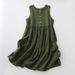 2026 New Women's Cotton Linen Sleeveless Dress Casual V Neck Button Down Loose Midi Dresses For Summer Women's Casual Dresses_ecoleips.com
