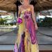 Women Fashion Hight Waist Pleated Holiday Dress Elegant Backless Beach Party Dresses Sexy Halter Pattern Print Swing Long Dress_ecoleips.com