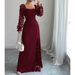 Diyun European And American Elegant Hollow Sleeve Long Dress Women's Clothing 2025 Autumn/Winter Independent_ecoleips.com