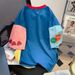 Harajuku Sweet Cartoon Print O-neck T-shirts Y2k E-Girl Patchwork Short Sleeve Tee Shirt Summer New Loose Tops Women Japanese_ecoleips.com