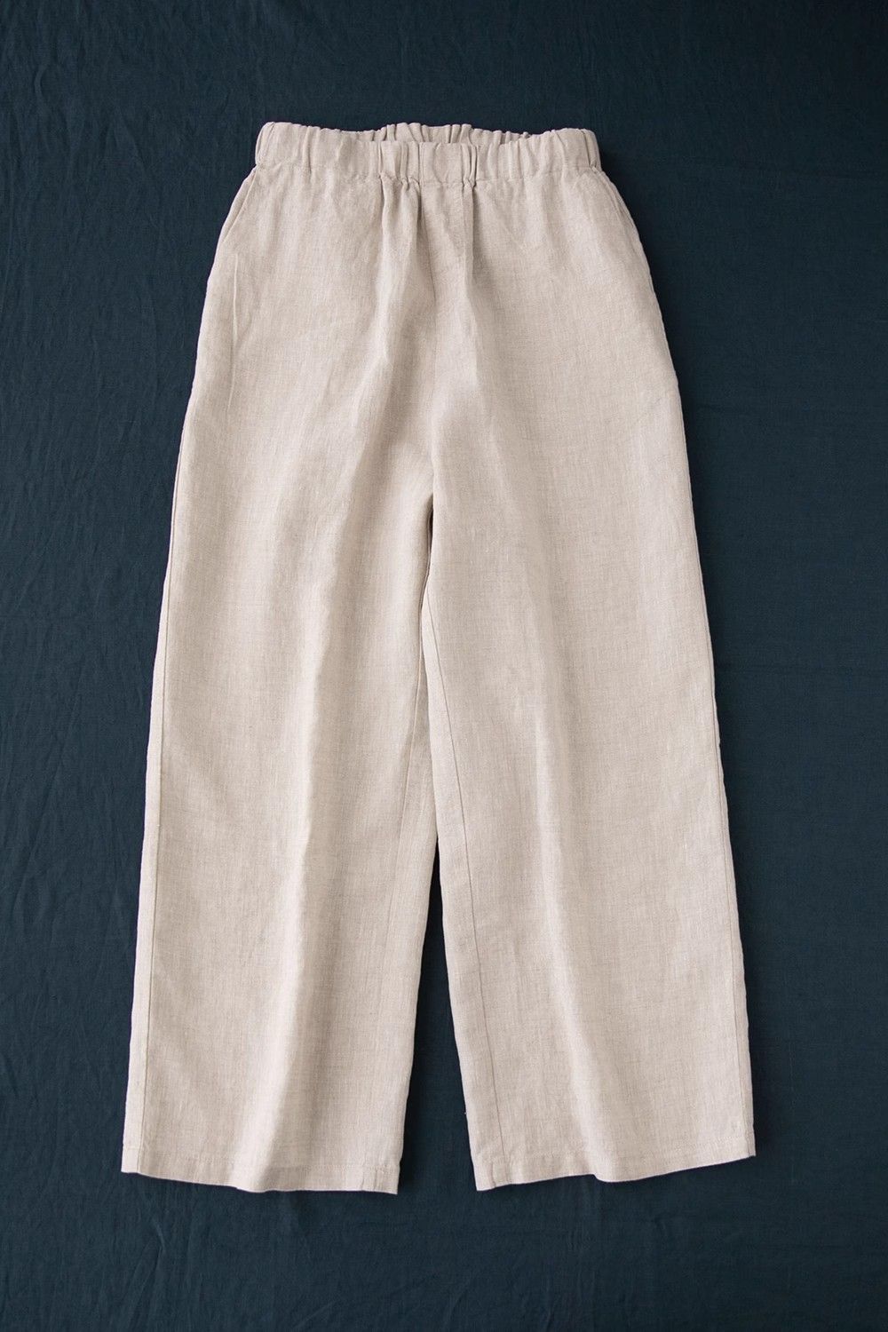 Suitable For All Seasons French Pure Seven-Eight Length Straight Artistic Loose Elastic Waist Wide-Leg Linen Pants For Women_ecoleips.com