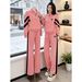 Sweet Girl Women's Fashionable Spring Outfit Apricot Color Half Zip Pullover Sweatshirt And Sweatpants Two Piece Set_ecoleips.com