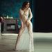 Women's Clothing White Deep V Neck Long Sleeved Dress Perspective Sexy Lace Wedding Dress Dress Tail Long Skirt_ecoleips.com