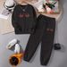 Women's Fleece Lined Thickened Crew Neck Sweatshirt And Sweatpants Tracksuit Autumn Winter Must Have Printed_ecoleips.com