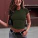 2025 Xiyin Solid Color Round Neck Basic Short Sleeved T-shirt For Women_ecoleips.com